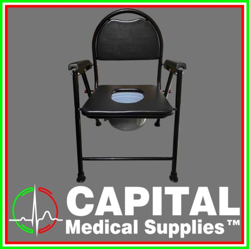 Black Leather Commode Chair