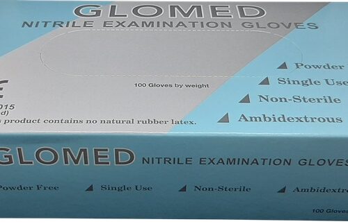Nitrile Examination Gloves, Powder-Free, Non-Sterile  Blue Box, Size Small