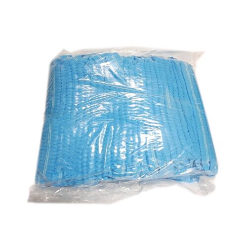 Disposable Hairnet, Bouffant Caps, Catterpilar Type Blue, 100pcs