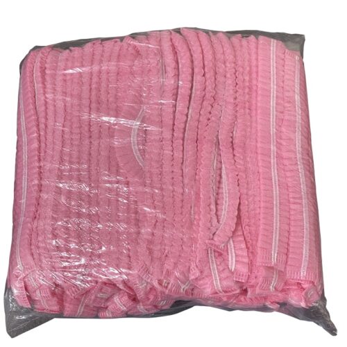 Disposable Hairnet, Bouffant Caps, Catterpilar Type Pink, 100pcs