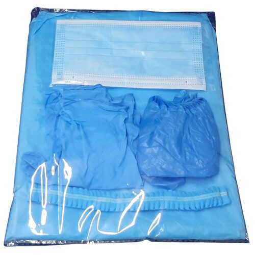 PPE Suit Set Blue PPE, Shoe Cover, Head Cap, Gloves, Facemask