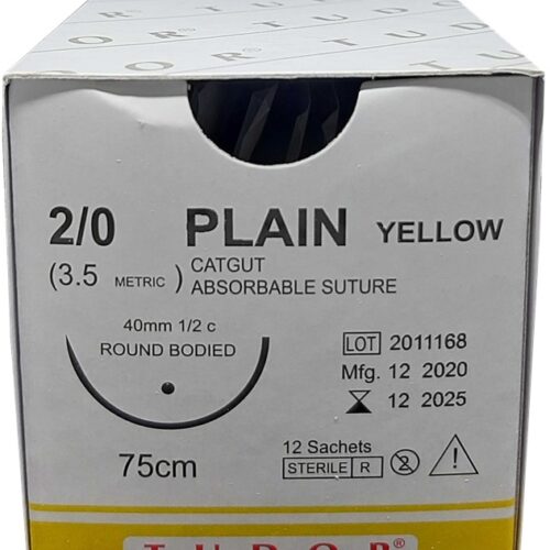 Suture Plain Yellow Round 2/0