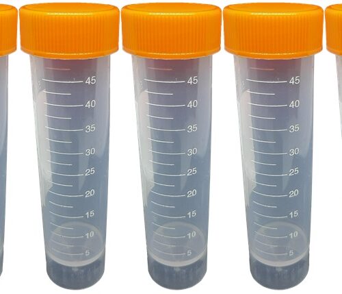 Centrifuge Tubes 50mL, Orange / Blue,Free-Standing  5pcs