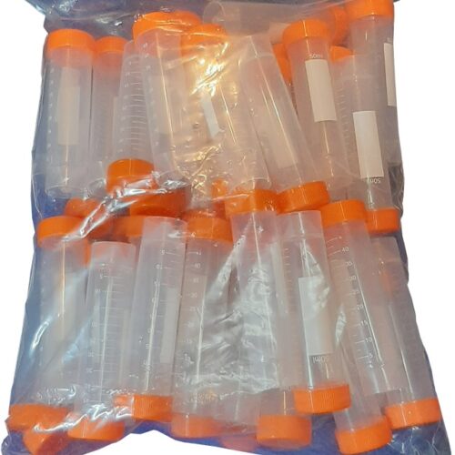 Centrifuge Tubes 50mL, Orange / Blue, Free-Standing, 50pcs