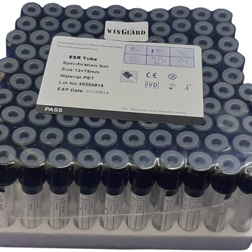 Vacuum Blood Collection Tube Black Top, Coagulation ESR Tube, Sodium Citrate, 3mL