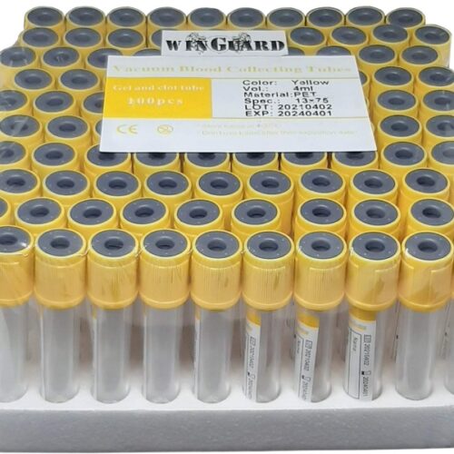 Vacuum Blood Collection Tube Yellow Top, Gel & Clot Activator, Glass, 3mL