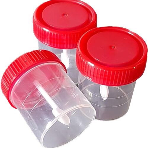 Specimen Container ( Stool ), with Label, with Spoon Non-Sterile, 60mL, 10pcs