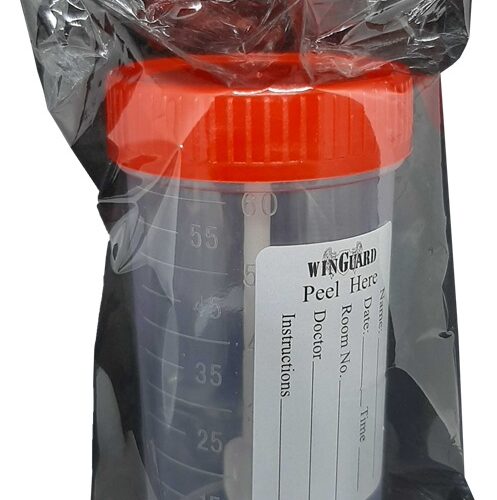 Specimen Container ( Stool ), with Label, with Spoon Sterile, 60mL, 500pcs