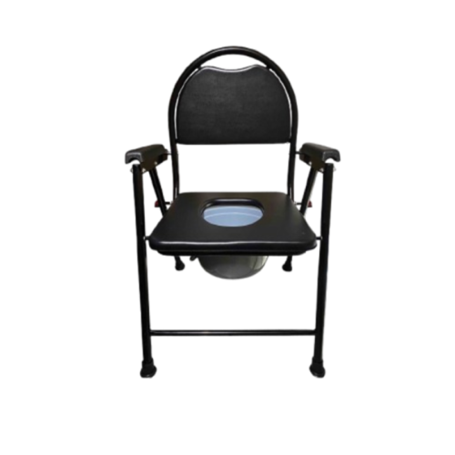 Black Leather Commode Chair
