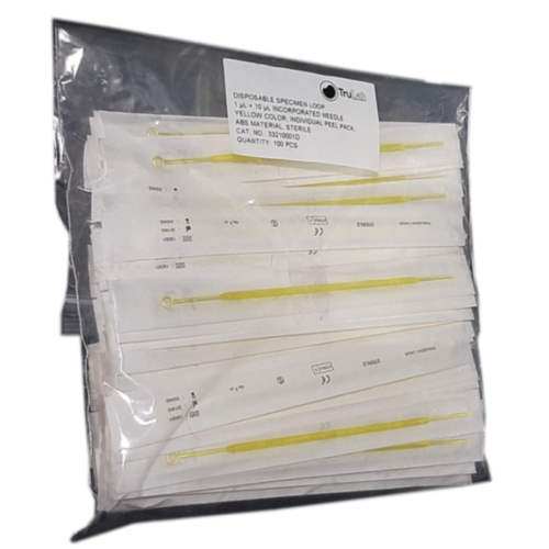 Inoculation Loop 1+ 10 ul , Yellow, Sterile, With Needle 100pcs