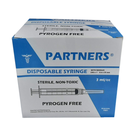 Disposable Syringe With Needle Luer Lock 3cc/mL, 23G x 1