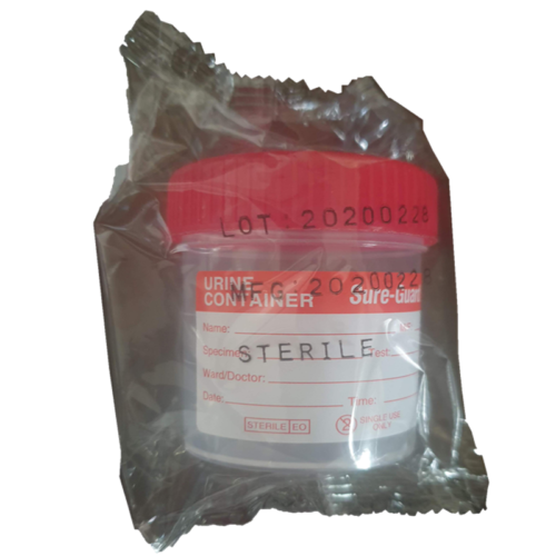 Specimen Container (Urine) with Label Sterile, 60mL, 100pcs