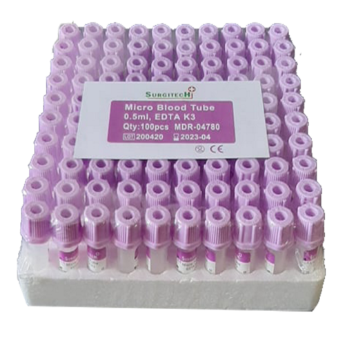 Vacuum Blood Collection Tube Purple Top, Pedia EDTA (Microtainer), 0.5mL