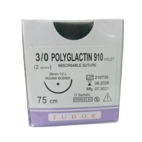 Suture Polyglactin Round 3/0, 12pcs