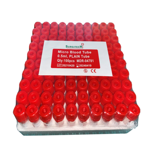 Vacuum Blood Collection Tube Red Top, Pedia (Microtainer), 0.5mL