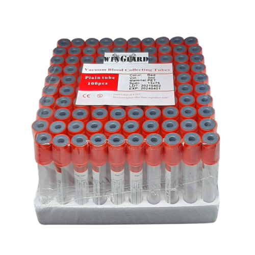 Vacuum Blood Collection Tube Red Top, Plain Glass, 3mL