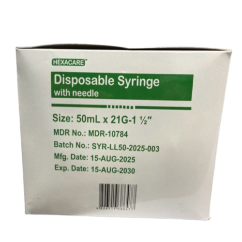 Syringe 30cc/ml 21G x 1/2 (Hexacare) w/ Needle Luer Lock